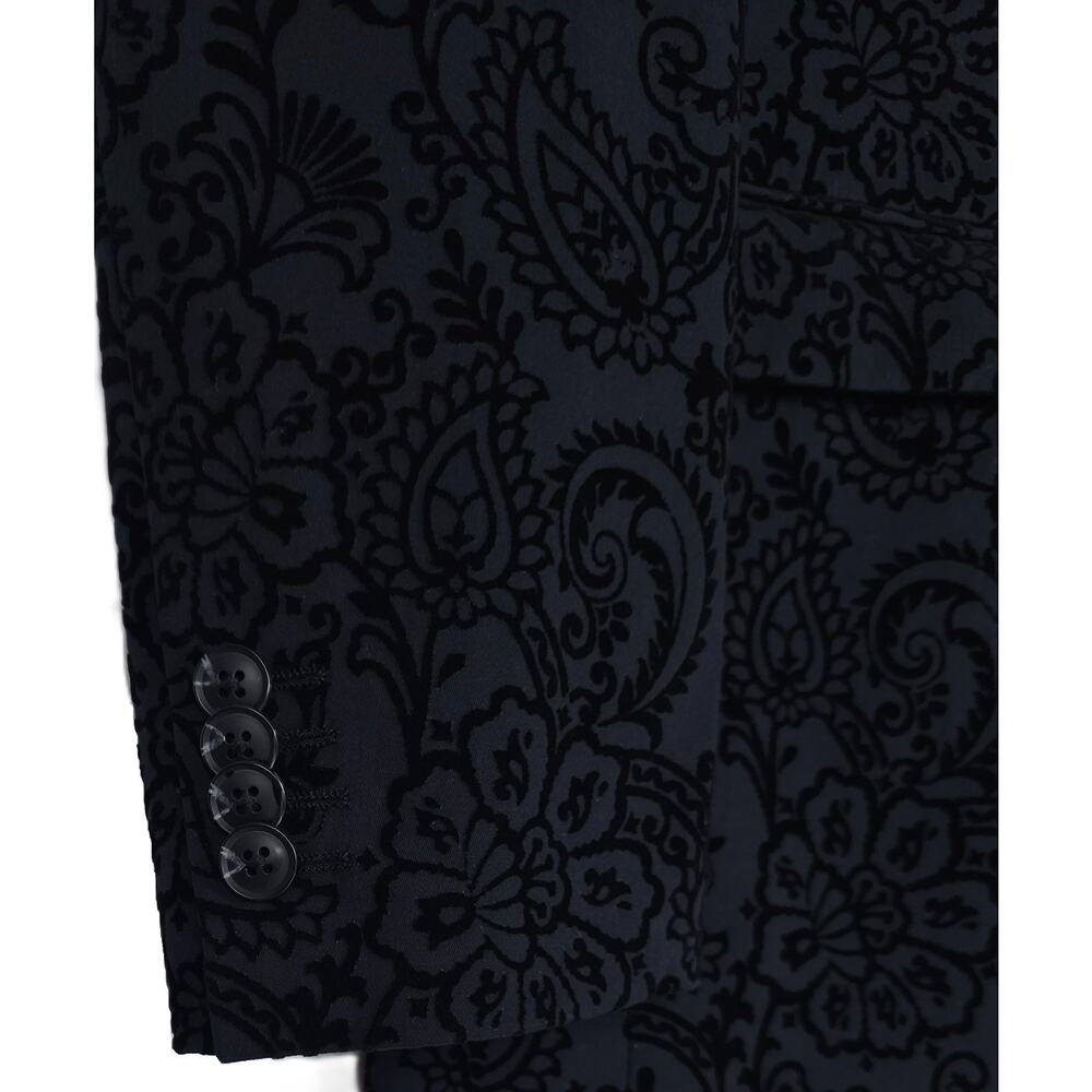 Society Of Threads Mens Modern Fit Sport Coat Small Black Flocked Paisley NWT - Picture 5 of 7